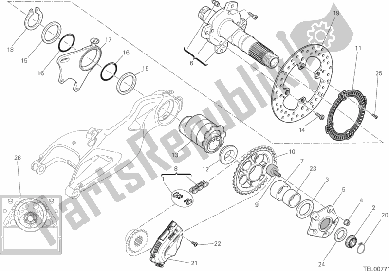 Todas las partes para Buje, Rueda Trasera de Ducati Hypermotard Hyperstrada USA 821 2014